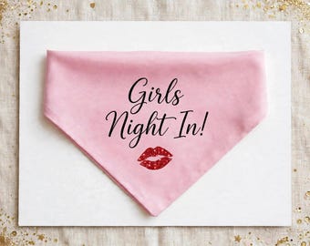 Pink Girls Night In Dog Bandana Slip On Collar