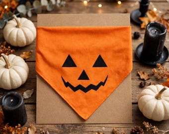 Halloween Pumpkin Dog Bandana Neckerchief Neck Tie Scarf Slip On Collar