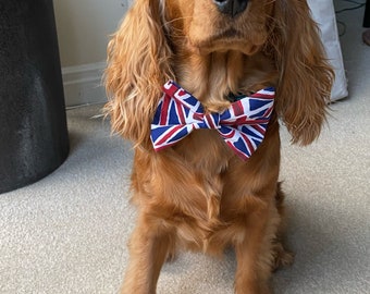 Union Jack Flag UK Dog Bow Tie