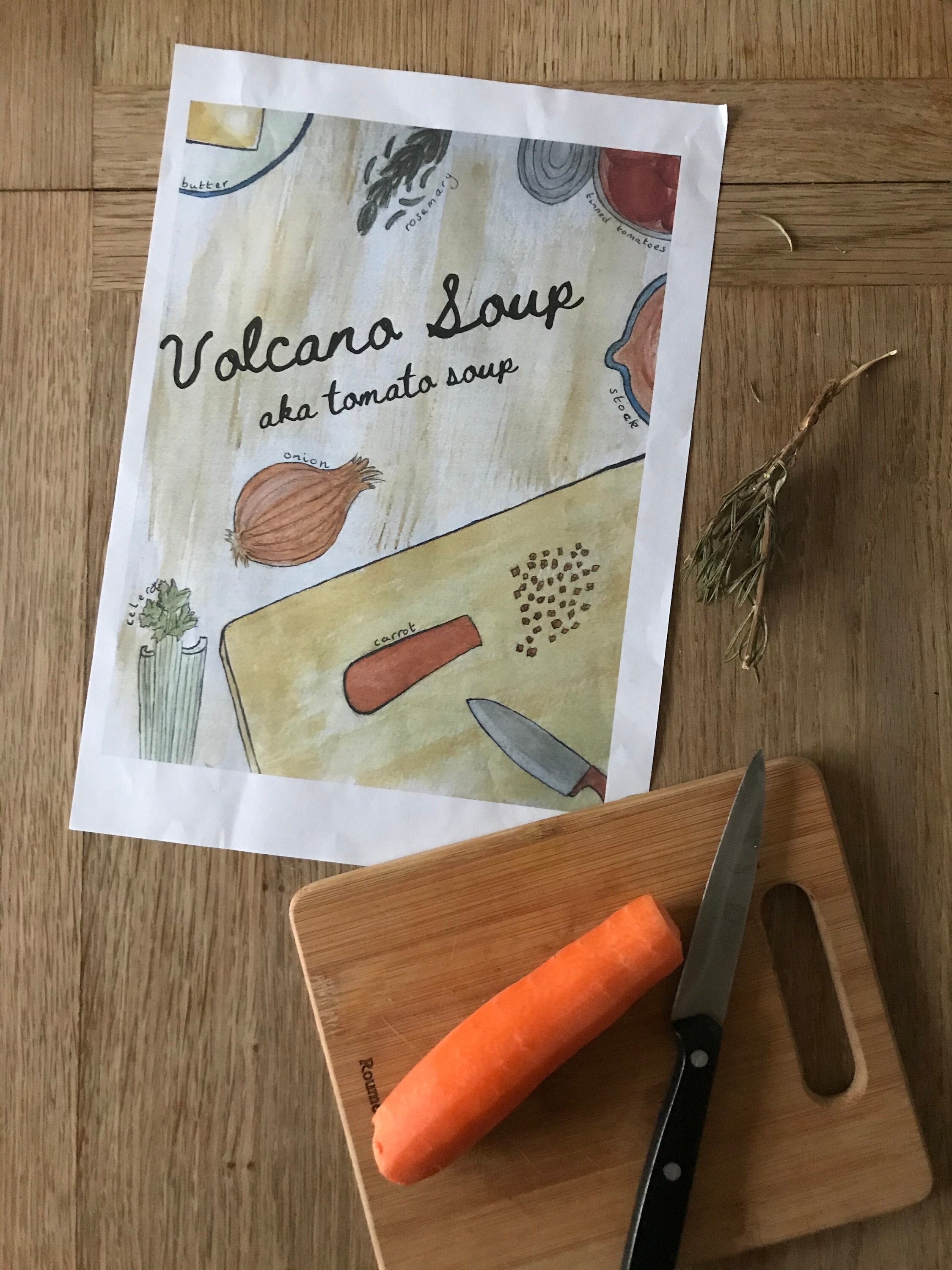 Volcano soup recipe card tomato soup Etsy