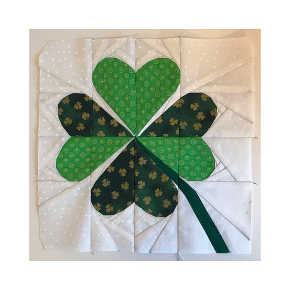Pdf Four Leaf Clover Quilt Pattern 8x8 Quilt Block Paper Piecing Stpatricks Day