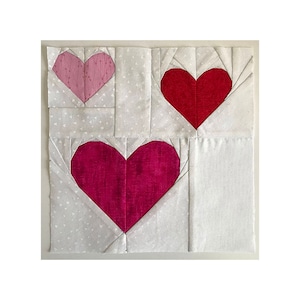 PDF, Hearts Quilt Pattern, 8"x8" Quilt Block, Paper Piecing