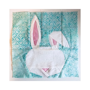 PDF, Bunny Quilt Pattern, 8"x8" Quilt Block, Paper Piecing, Easter Quilt Pattern