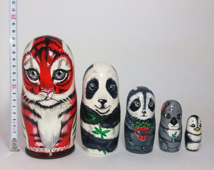 Zoo Animals Nesting Dolls Zoo Wooden Doll Tiger Matryoshka Etsy