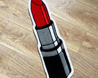 Red Lipstick Tufted Rug: Glam Salon Decor, Keepsace for mom, Makeup Lover Gift