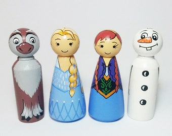 Bambole con pioli della Principessa del ghiaccio Bambole in legno della Principessa delle nevi per la casa delle bambole Regalo per ragazze 4 pezzi da 3,5 pollici
