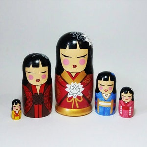 Kokeshi art Nesting dolls Chinese wooden dolls Japanese Traditional toys Japan decoration Decorative dolls 6.3 image 1