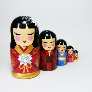 Kokeshi art Nesting dolls Chinese wooden dolls Japanese Traditional toys Japan decoration Decorative dolls 6.3 image 6