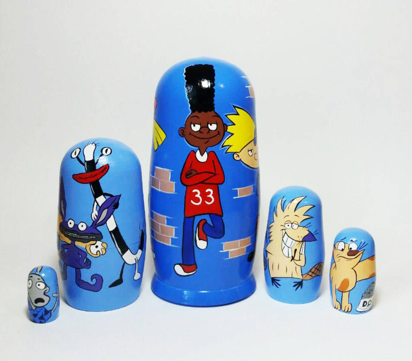 Cartoon collection Nesting wooden dolls Funny gift 90s Cartoon Etsy