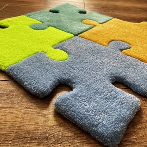 Puzzle Tufting Rug, Colorful Playroom Decor, Kids Room Christmas Gift image 4