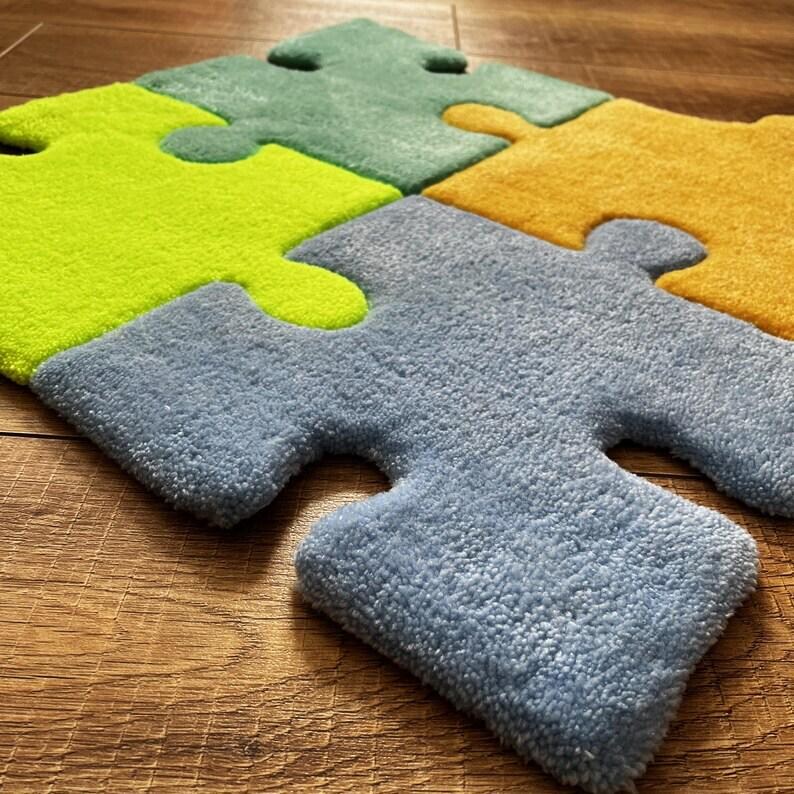 Puzzle Tufting Rug, Colorful Playroom Decor, Kids Room Christmas Gift image 4
