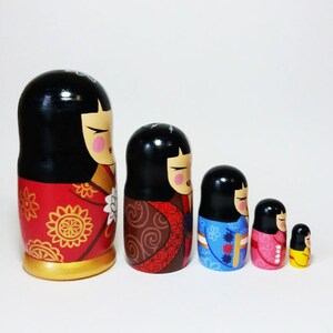 Kokeshi art Nesting dolls Chinese wooden dolls Japanese Traditional toys Japan decoration Decorative dolls 6.3 image 3