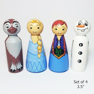 Ice Princess peg dolls Snow Princess Wooden dolls for dollhouse Gift for girls 4 pcs 3.5 inches