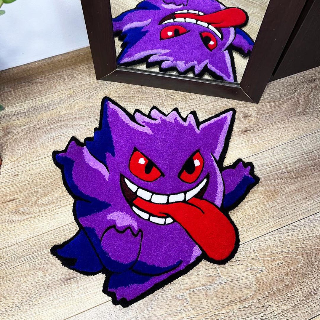 Horror Tuft Rug Gengar Inspired Tufted Rug – Handmade Horror Monster Rug, Purple Spooky ...