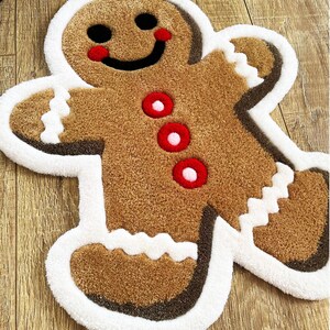 Gingerbread Man Tufted Rug: Christmas Holiday Decor, Acrylic Yarn - Etsy