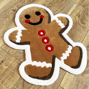 Gingerbread Man Tufted Rug: Christmas Holiday Decor, Acrylic Yarn - Etsy