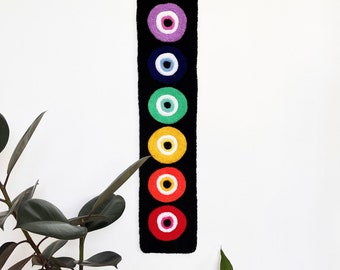 7 chakra wall hanging, Evil eye tufted rug, Chakra Symbols Wall Decor, Meditation Wall Art, Yoga Room Decor, 3D carpet