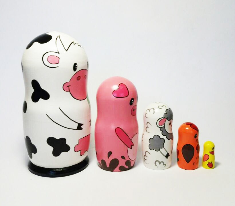 Farm Animals Nesting dolls Educational toy Cow Pig Ship Etsy