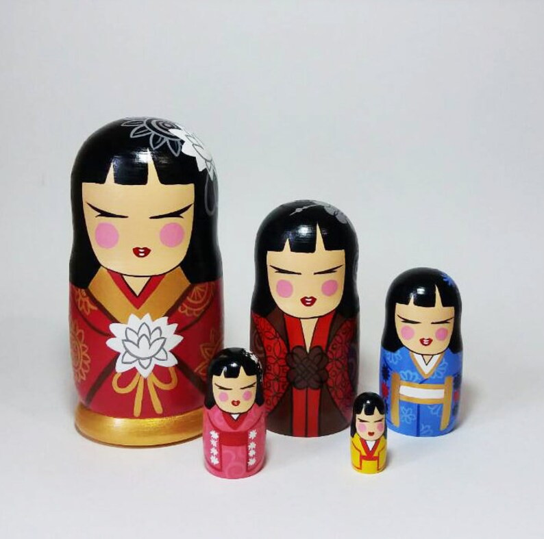 Kokeshi art Nesting dolls Chinese wooden dolls Japanese Traditional toys Japan decoration Decorative dolls 6.3 image 9