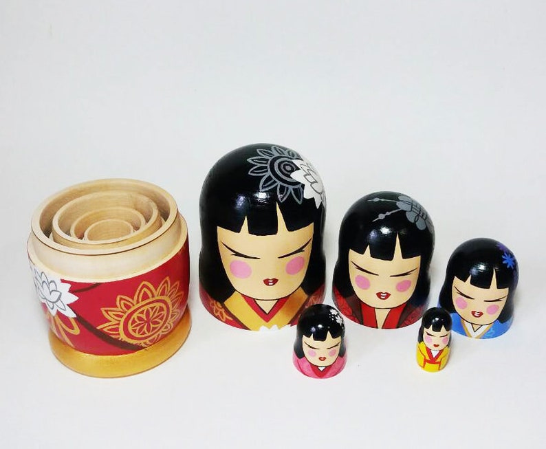 Kokeshi art Nesting dolls Chinese wooden dolls Japanese Traditional toys Japan decoration Decorative dolls 6.3 image 10