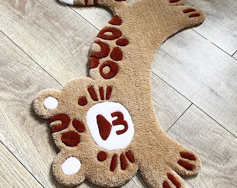 Handmade Leopard Rug: Tufted Cotton Kids Nursery Mat