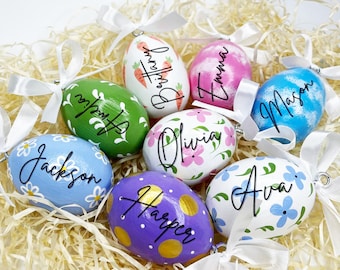 Personalized Hand-Painted Wooden Easter Egg Ornament, Custom Name Keepsake, First Easter Gift