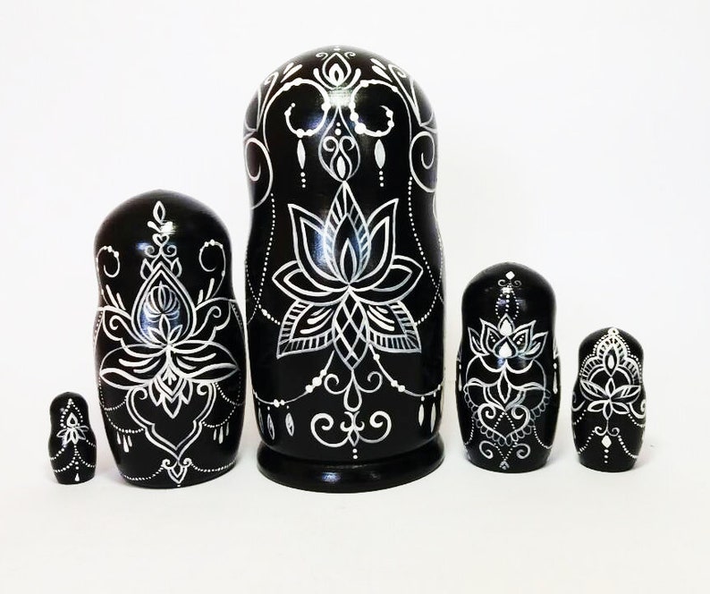 black and white nesting dolls