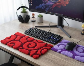 Tappeto per tastiera trapuntato fatto a mano / Decorazione per scrivania da gaming / Regalo per gamer o streamer