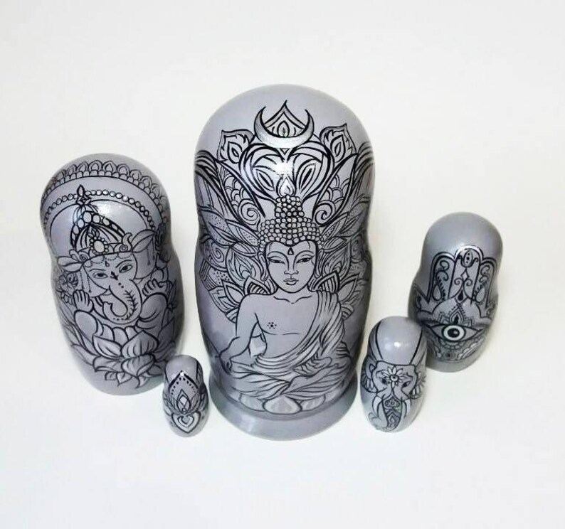 Hand Painted Buddha Nesting Dolls Spiritual Decor Yoga Gift Feng hand-painted-buddha-nesting-dolls-spiritual-decor-yoga-gift-feng