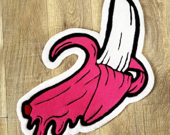 Trippy Banana Tufted Rug: Funky Pink Pop Art Decor