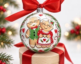 Decorazione natalizia per nonni a forma di omino di pan di zenzero, ornamento in vetro personalizzato, regalo per nonni