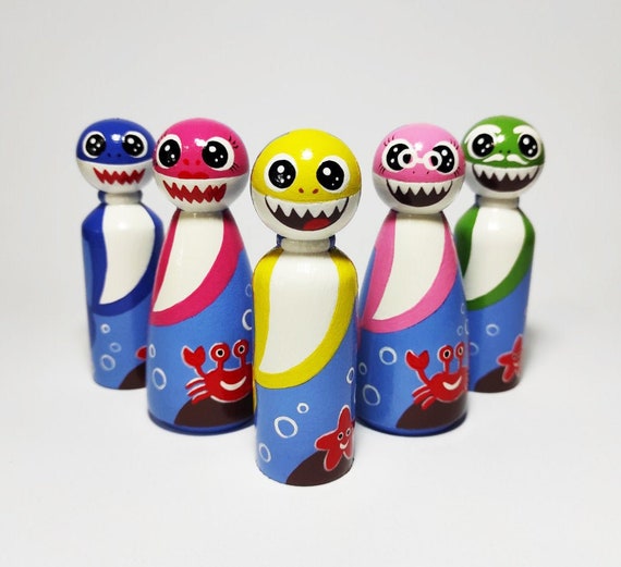 Baby Shark Peg Dolls Family Shark Diversity Sea Thematic Etsy Finland