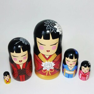 Kokeshi art Nesting dolls Chinese wooden dolls Japanese Traditional toys Japan decoration Decorative dolls 6.3 image 5