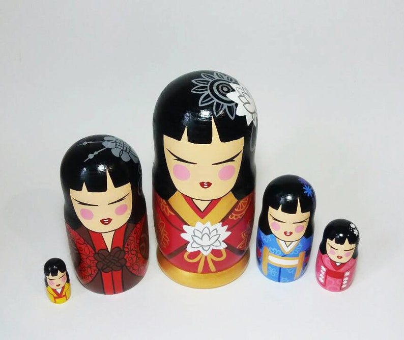 Kokeshi art Nesting dolls Chinese wooden dolls Japanese Traditional toys Japan decoration Decorative dolls 6.3 image 5