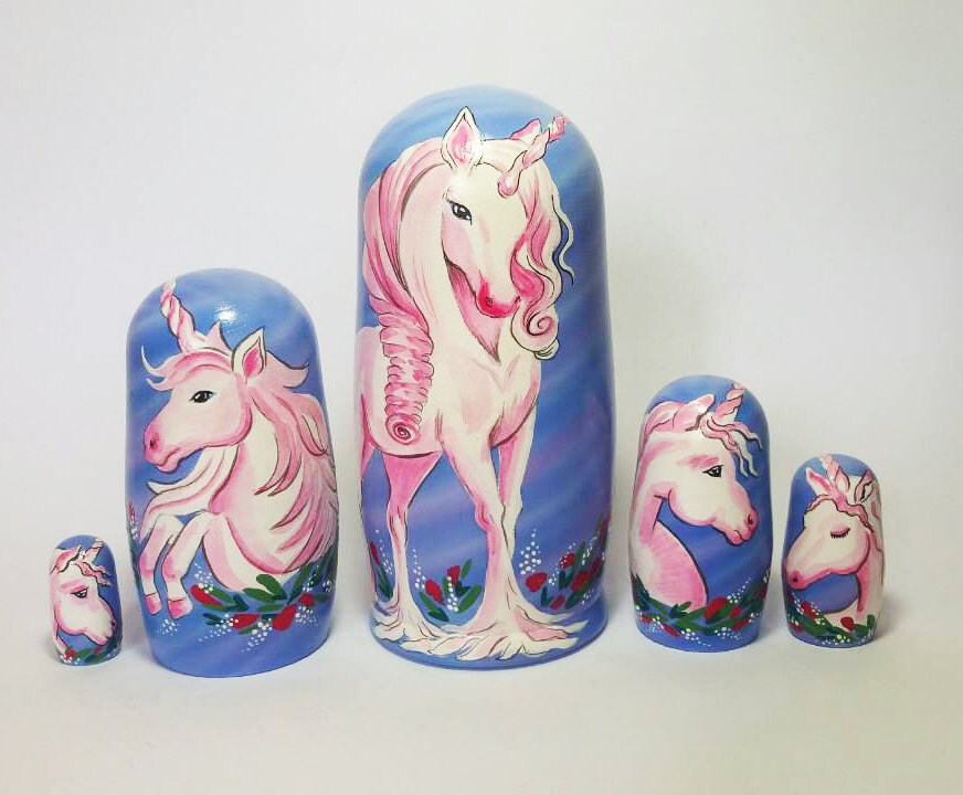 Unicorn Nesting dolls White unicorn horse toy Rainbow unicorn Etsy