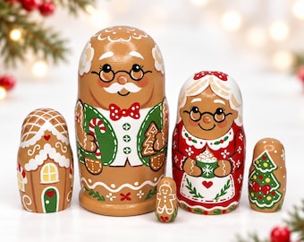 Regalo di Natale per nonni, matrioske di pan di zenzero personalizzate, un ricordo di famiglia.