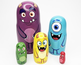 Bambole russe mostruose, cestino regalo personalizzato a tema Halloween per bambini piccoli, primo giocattolo di Halloween per bambini
