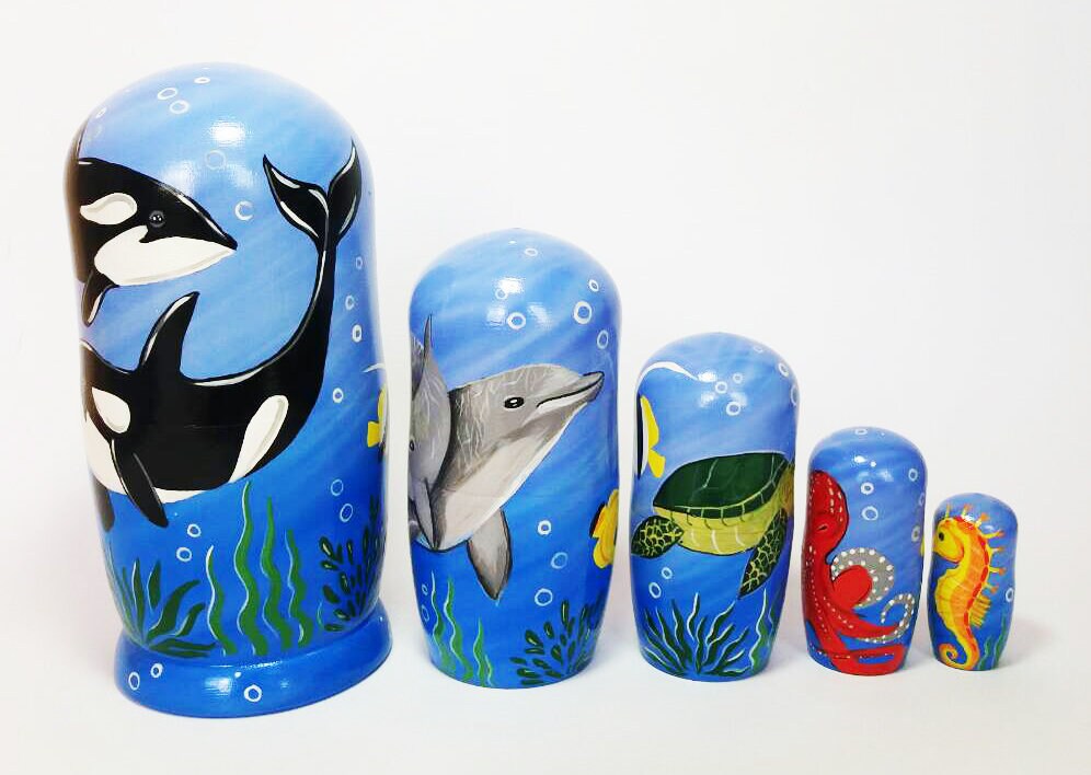 Ocean animals set Nesting dolls Nursery marine creatures Decor Etsy