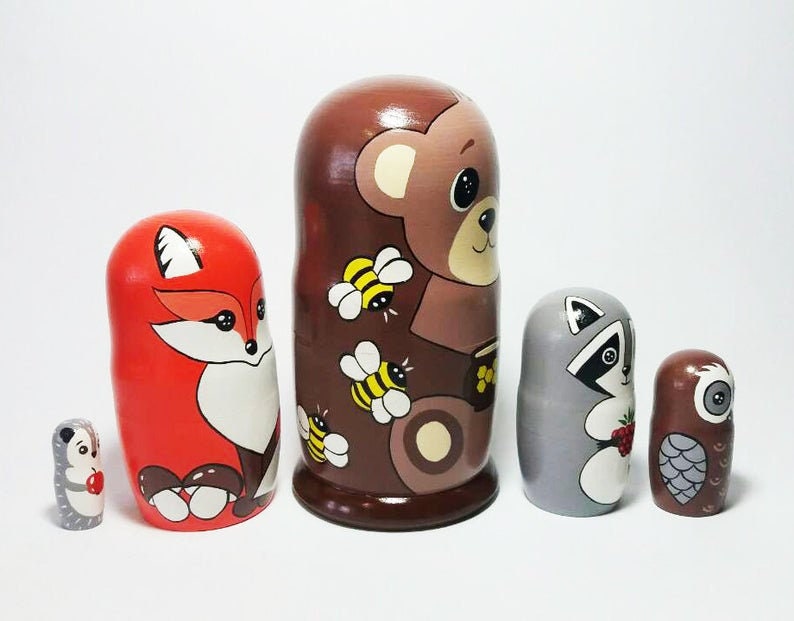 Woodland Animals Nesting Dolls Nursery Wild Animals Playroom Etsy UK