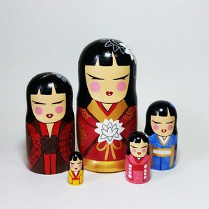 Kokeshi art Nesting dolls Chinese wooden dolls Japanese Traditional toys Japan decoration Decorative dolls 6.3 image 8