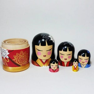 Kokeshi art Nesting dolls Chinese wooden dolls Japanese Traditional toys Japan decoration Decorative dolls 6.3 image 7