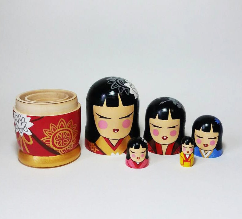 Kokeshi art Nesting dolls Chinese wooden dolls Japanese Traditional toys Japan decoration Decorative dolls 6.3 image 7