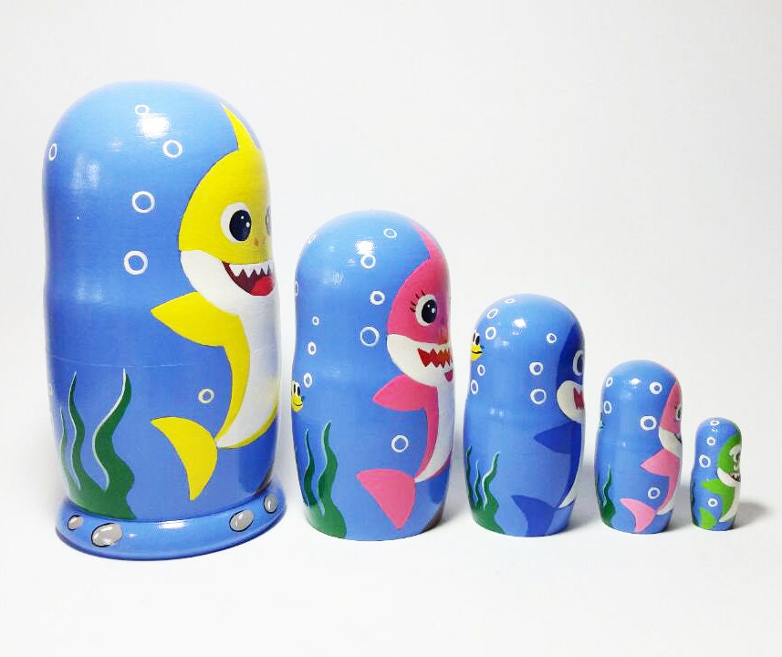 Baby Shark Nesting Dolls Family Shark Birthday Decor Daddy Etsy