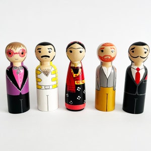 Hand-Painted Wooden Peg Dolls: Famous Artists & Icons
