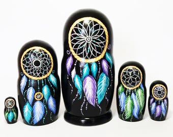 Blue Purple Dreamcatcher for Kids, Wooden Boho decor for Girls Bedroom, Decoration for Nursery