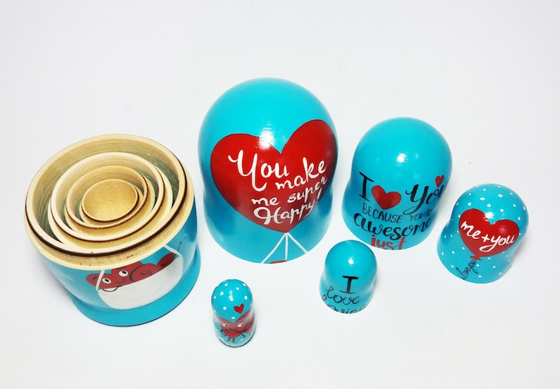 You make me happy Nesting doll Soul mate gifts I love loving you Symbols of love Hearts Full of love sign Shelf decor For him For her