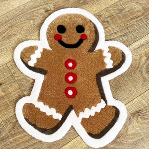 Gingerbread Man Tufted Rug: Christmas Holiday Decor, Acrylic Yarn - Etsy