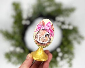 Uovo di Pasqua personalizzato, Pysanka ucraina in legno dipinta a mano, nome personalizzato, primo regalo di Pasqua per i più piccoli