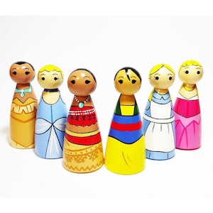 Princess peg dolls Cartoon princess dolls Dollhouse Travel Toys Kids Decor for baby girl Busy Toys picture