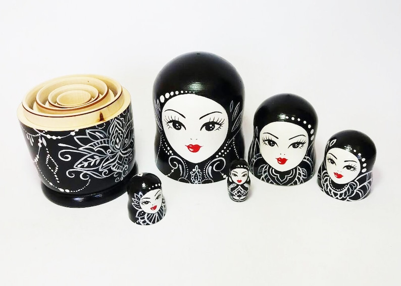 black and white nesting dolls